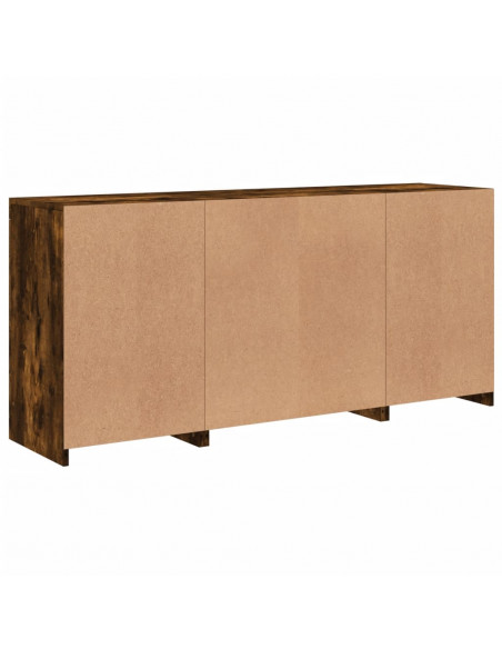 Credenza con Luci LED Rovere Fumo 142,5x37x67 cm