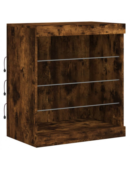 Credenza con Luci LED Rovere Fumo 142,5x37x67 cm