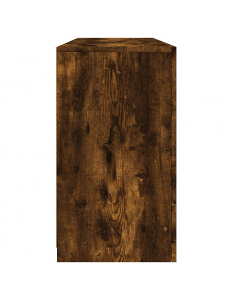 Credenza con Luci LED Rovere Fumo 142,5x37x67 cm