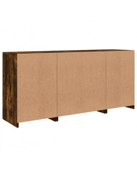 Credenza con Luci LED Rovere Fumo 142,5x37x67 cm