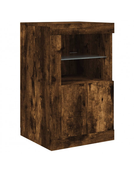 Credenza con Luci LED Rovere Fumo 142,5x37x67 cm