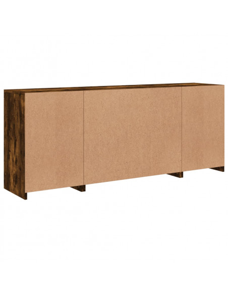 Credenza con Luci LED Rovere Fumo 163x37x67 cm