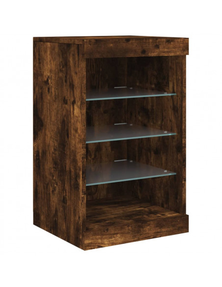 Credenza con Luci LED Rovere Fumo 123x37x67 cm