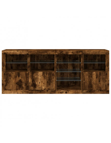 Credenza con Luci LED Rovere Fumo 164x37x67 cm