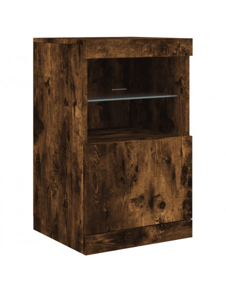 Credenza con Luci LED Rovere Fumo 164x37x67 cm