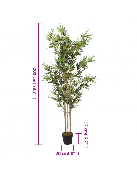Albero Bambù Artificiale 1380 Foglie 200 cm Verde