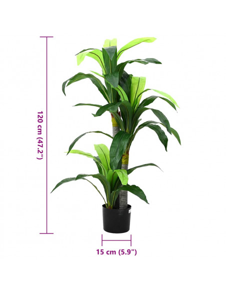 Albero di Dracaena Artificiale 36 Foglie 120 cm Verde