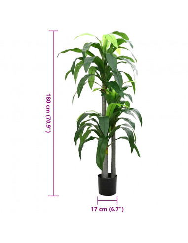 Albero di Dracaena Artificiale 36 Foglie 180 cm Verde