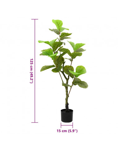 Albero di Ficus Artificiale 30 Foglie 125 cm Verde