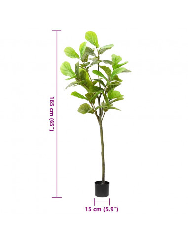 Albero di Ficus Artificiale 48 Foglie 165 cm Verde