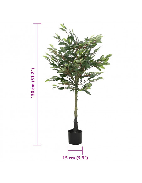 Albero di Ficus Artificiale 480 Foglie 130 cm Verde