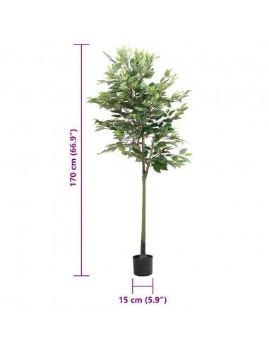 Albero di Ficus Artificiale 756 Foglie 170 cm Verde