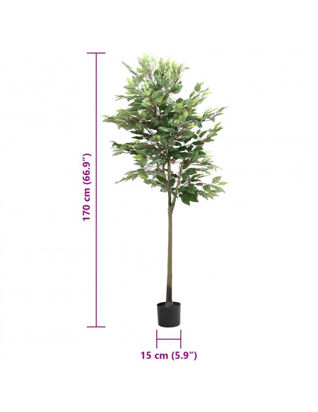 Albero di Ficus Artificiale 756 Foglie 170 cm Verde