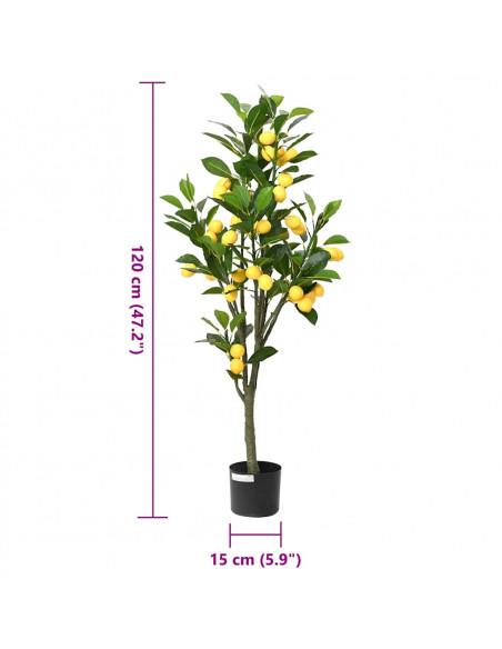 Albero di Limoni Artificiale 136 Foglie 120 cm Verde