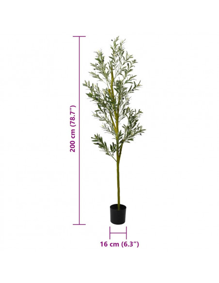 Albero Ulivo Artificiale 800 Foglie 200 cm Verde
