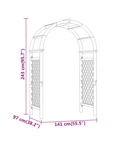 Arco con Traliccio 141x97x243 cm in Legno di Pino Impregnato
