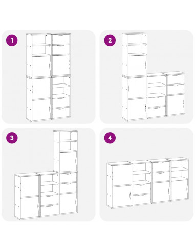 Armadietti Laterali 4 pz ODDA 40x24x79 cm Legno Massello Pino