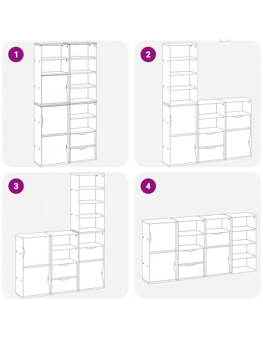 Armadietti Laterali 4 pz ODDA 40x24x79 cm Legno Massello Pino