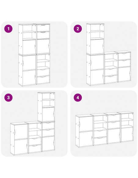 Armadietti Laterali 4 pz ODDA Bianco 40x24x79 cm Legno di Pino