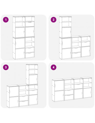 Armadietti Laterali 4 pz ODDA Bianco 40x24x79 cm Legno di Pino