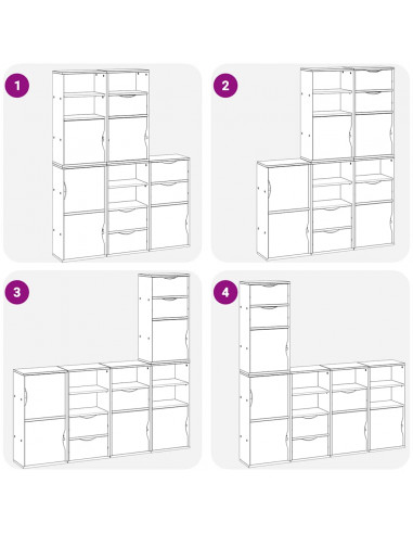 Armadietti Laterali 5 pz ODDA 40x24x79 cm Legno Massello Pino