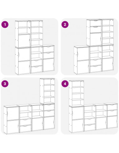 Armadietti Laterali 5 pz ODDA 40x24x79 cm Legno Massello Pino