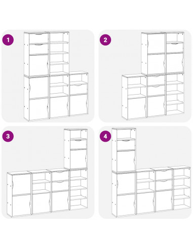 Armadietti Laterali 5 pz ODDA 40x24x79 cm Legno Massello Pino