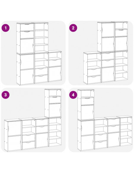 Armadietti Laterali 5 pz ODDA Bianco 40x24x79 cm Legno di Pino