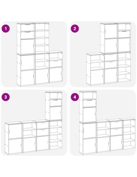 Armadietti Laterali 5 pz ODDA Bianco 40x24x79 cm Legno di Pino