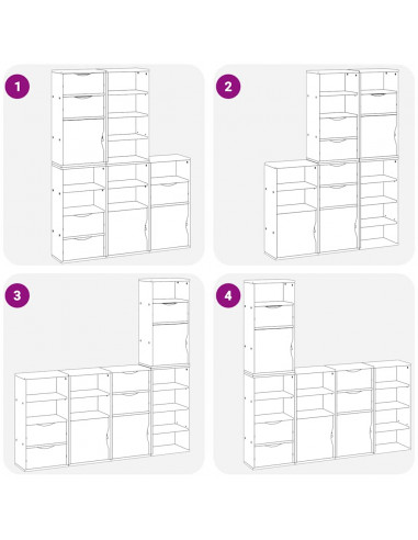 Armadietti Laterali 5 pz ODDA Bianco 40x24x79 cm Legno di Pino