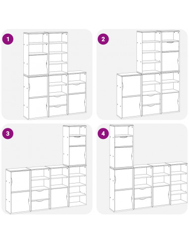 Armadietti Laterali 5 pz ODDA Bianco 40x24x79 cm Legno di Pino