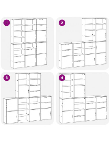 Armadietti Laterali 6 pz ODDA 40x24x79 cm Legno Massello Pino