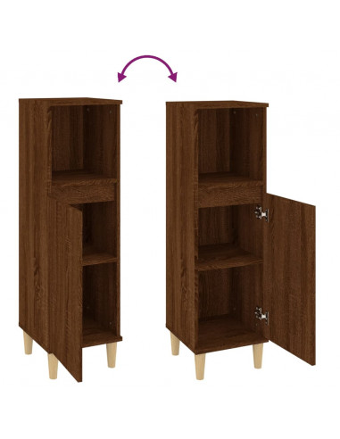 Armadietto Bagno Rovere Marrone 30x30x100 cm Legno Multistrato