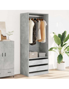 Armadio Grigio Cemento 80x50x200 cm in Legno Multistrato 2