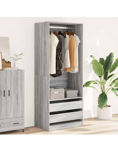 Armadio Grigio Sonoma 80x50x200 cm in Legno Multistrato 2