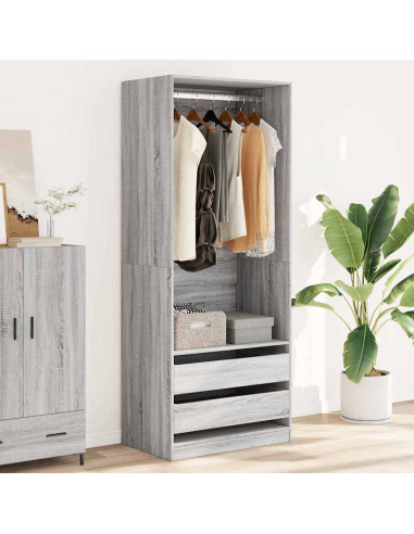 Armadio Grigio Sonoma 80x50x200 cm in Legno Multistrato