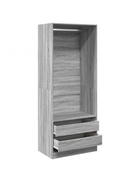 Armadio Grigio Sonoma 80x50x200 cm in Legno Multistrato