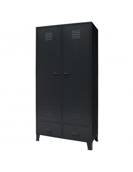 Armadio in Metallo in Stile Industriale 90x40x180 cm Nero