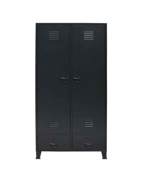 Armadio in Metallo in Stile Industriale 90x40x180 cm Nero