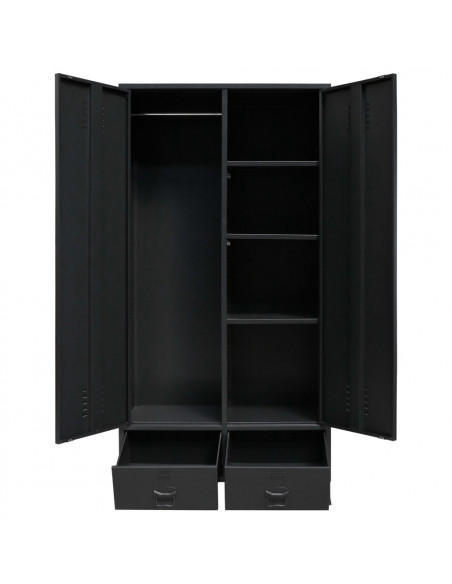 Armadio in Metallo in Stile Industriale 90x40x180 cm Nero