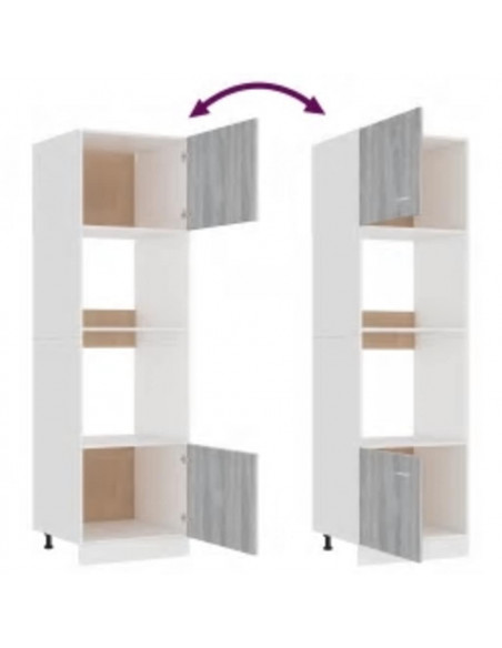 Armadio Microonde Grigio Sonoma 60x57x207 cm Legno Multistrato