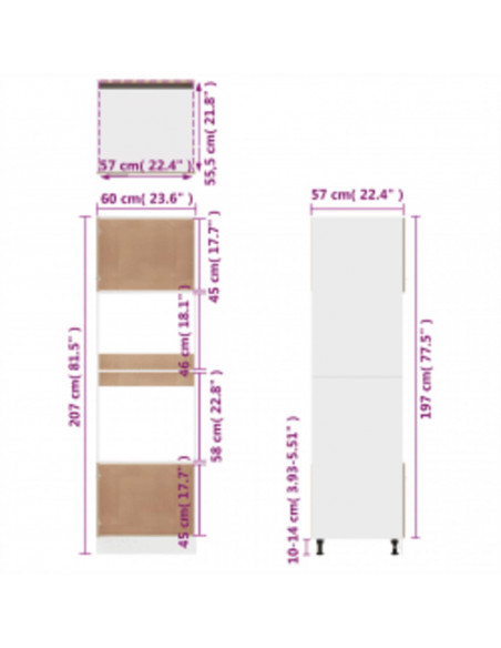 Armadio per Microonde Rovere Fumo 60x57x207cm Legno Multistrato