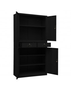 Armadio per Ufficio Nero 90x40x180 cm in Acciaio 2
