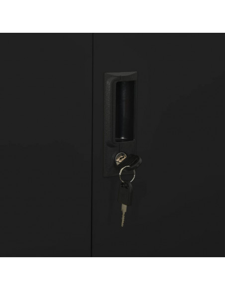 Armadio per Ufficio Nero 90x40x180 cm in Acciaio