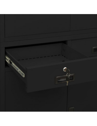 Armadio per Ufficio Nero 90x40x180 cm in Acciaio