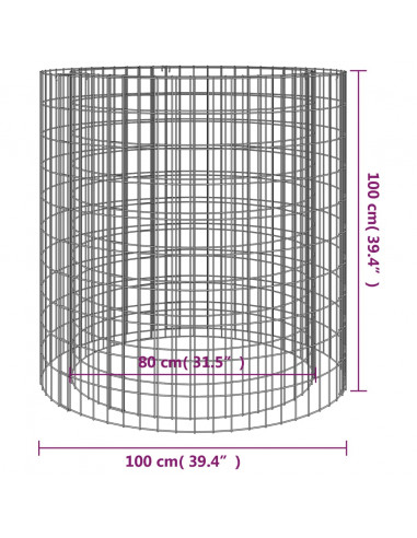 Caminetto a Gabbione Ø 100 cm Ferro Zincato