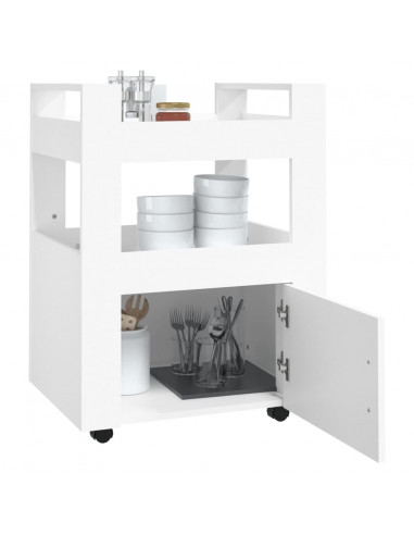 Carrello da Cucina Bianco 60x45x80 cm in Legno Multistrato