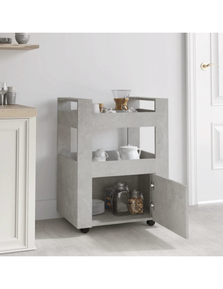 Carrello da Cucina Grigio cemento 60x45x80 cm Legno Multistrato