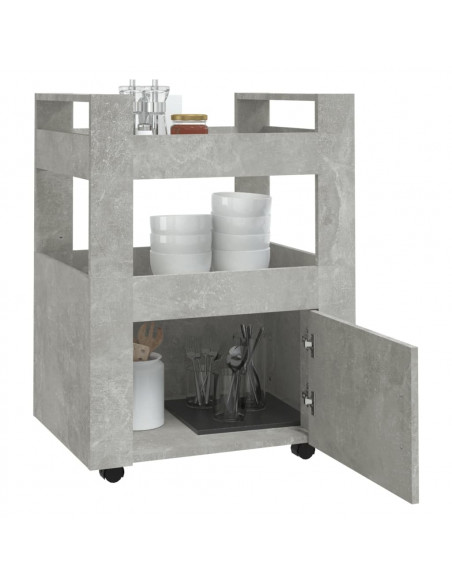Carrello da Cucina Grigio cemento 60x45x80 cm Legno Multistrato