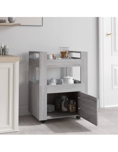 Carrello da Cucina Grigio Sonoma 60x45x80 cm Legno Multistrato